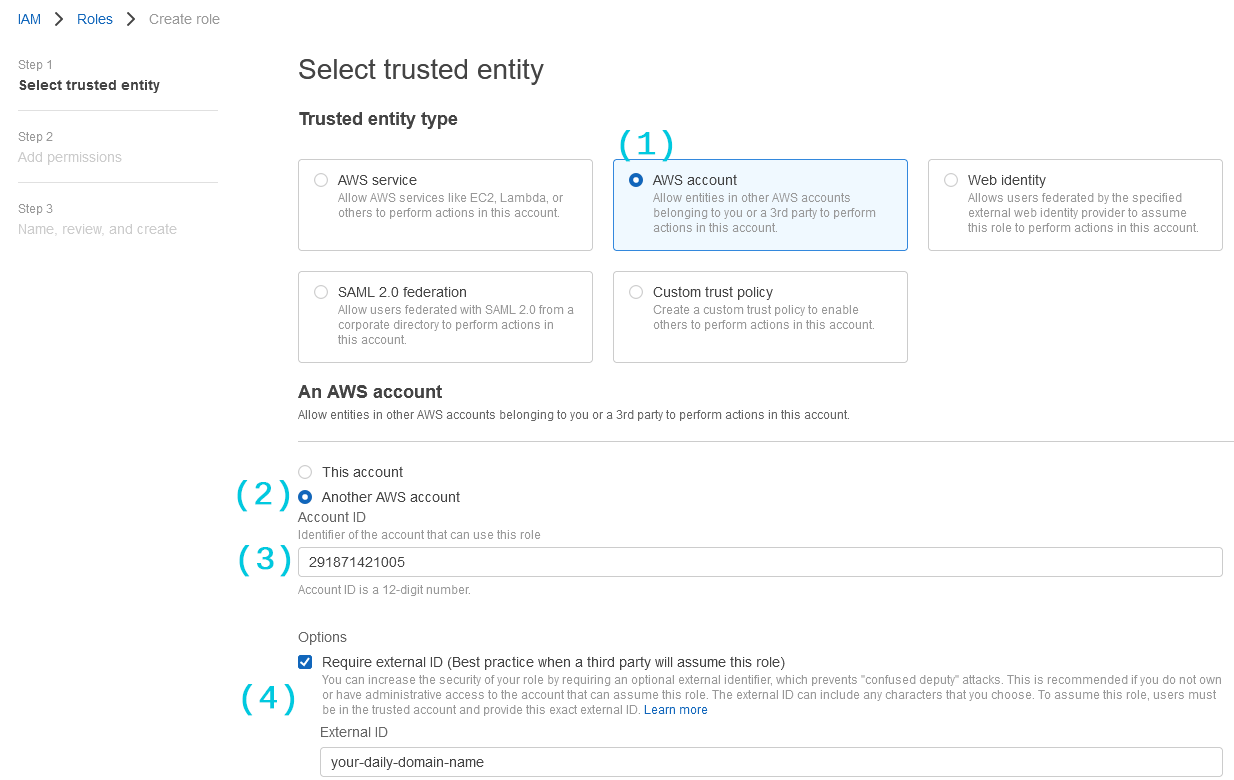 Configuring IAM role trusted entity