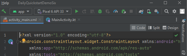 Editing UI Code in Android Studio